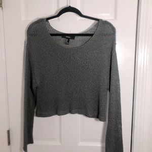 Forever 21 Gray Knit Cropped Sweater